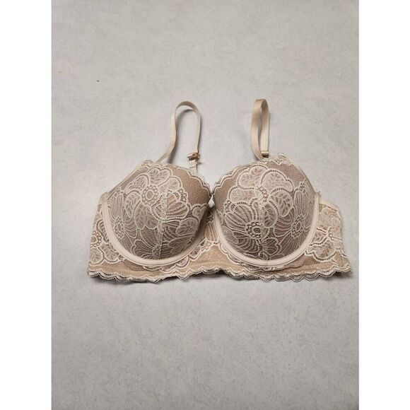 AERIE SIZE 36C Cream Lace Balconette Push Up Bra - Picture 1 of 3
